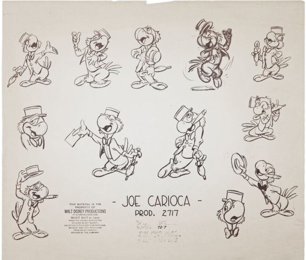 Esboço do personagem 'Joe Carioca' — Foto: Divulgação Culturama 