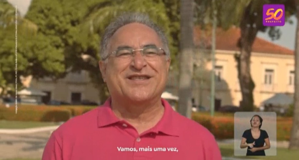 Edmilson Rodrigues no primeiro dia de propaganda eleitoral gratuita para candidatos à Prefeitura de Belém — Foto: Reprodução