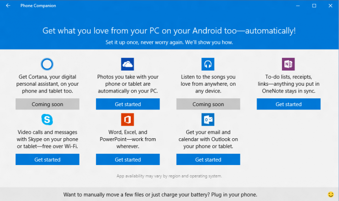 O aplicativo Phone Companion do Windows auxiliará na configuração do seu smart Android ou iOS (Foto:/Divulgação/Microsoft)