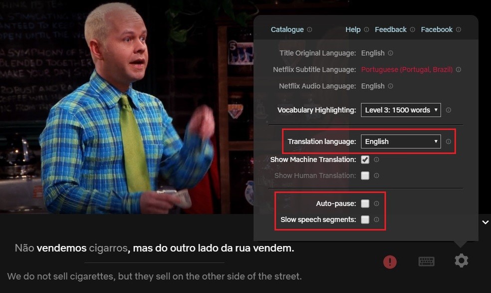 Você pode selecionar qualquer idioma disponível na Netflix para visualizar a legenda — Foto: Reprodução/Rodrigo Fernandes