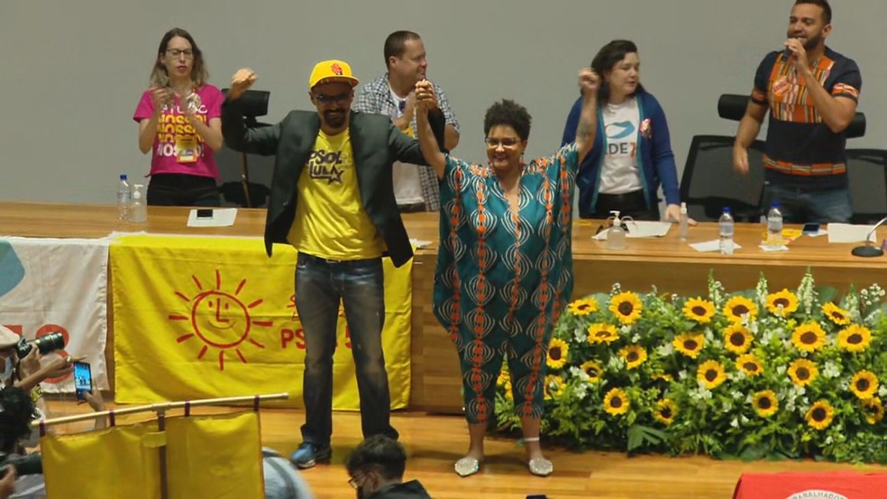 Keka Bagno e Toni de Castro formam chapa que concorre ao GDF — Foto: TV Globo/Reprodução