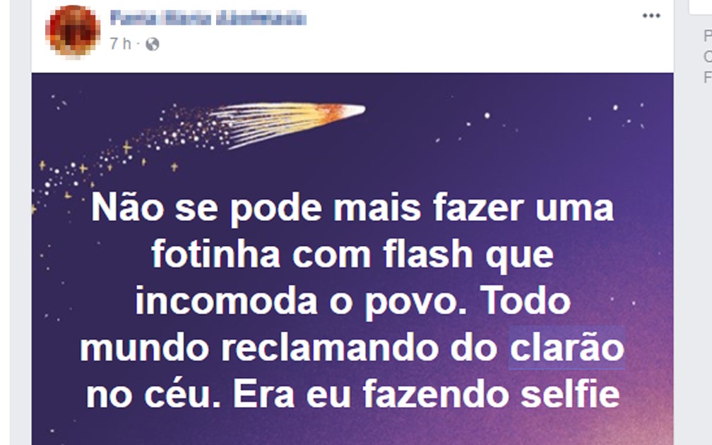 Internautas fizeram brincadeira com meteoro visto no céu da Bahia (Foto: Reprodução/ Facebook)