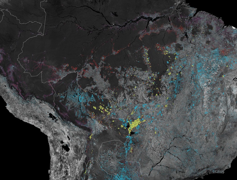 Imagem mostra incêndios florestais na Amazônia