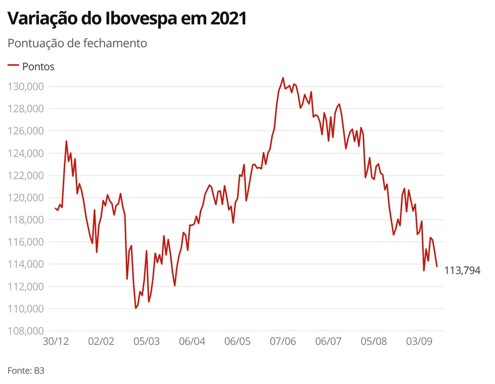 Variação do Ibovespa em 2021 — Foto: Economia G1