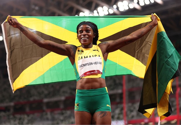 Elaine Thompson-Herah, velocista da Jamaica, nos Jogos Olímpicos de Tóquio 2020 (Foto:  David Ramos/Getty Images)