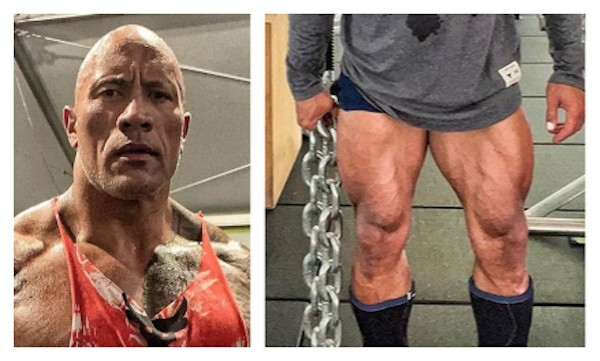 As pernas bombadas do ator Dwayne The Rock Johnson (Foto: Instagram)