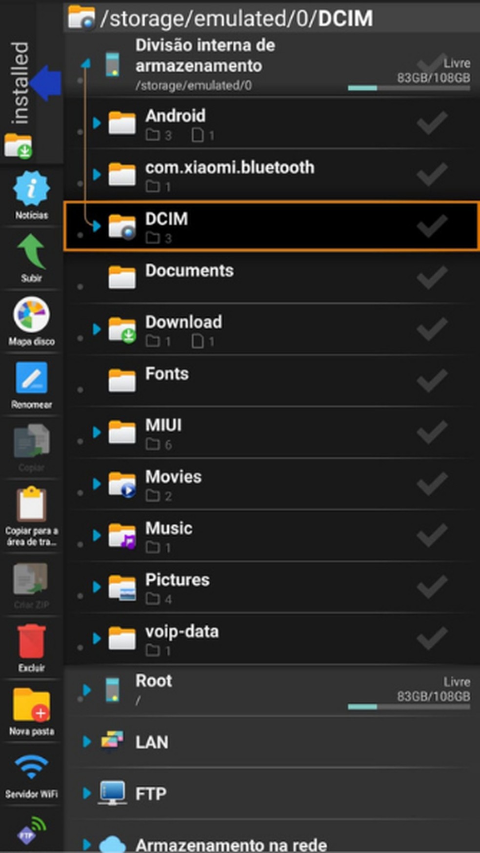 O app X-Plore permite uma administração completa de todos os arquivos do seu Android — Foto: Reprodução/Raisa Capela