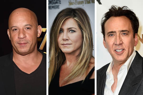 Vin Diesel, Jennifer Aniston e Nicolas Cage (Foto: Getty Images)