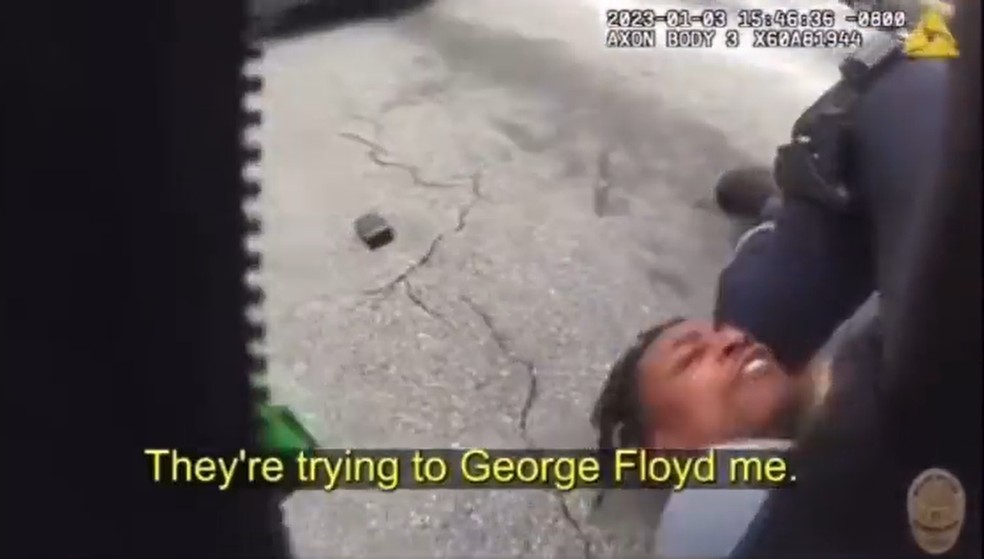 Durante abordagem da pol&iacute;cia, Keenan Anderson disse que estavam tentando mat&aacute;-lo como fizeram com George Floyd &mdash; Foto: Reprodu&ccedil;&atilde;o / LAPD