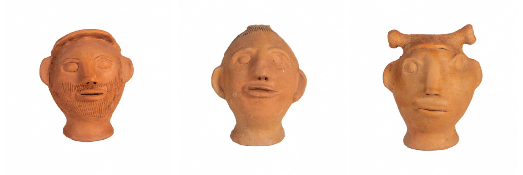 Algumas peças da coleção de modelagem em cerâmica “Cabeça de Irinéia”, que têm em média 27 cm de altura e pesam aproximadamente 500g (Foto: Acervo do CRAB / Reprodução)