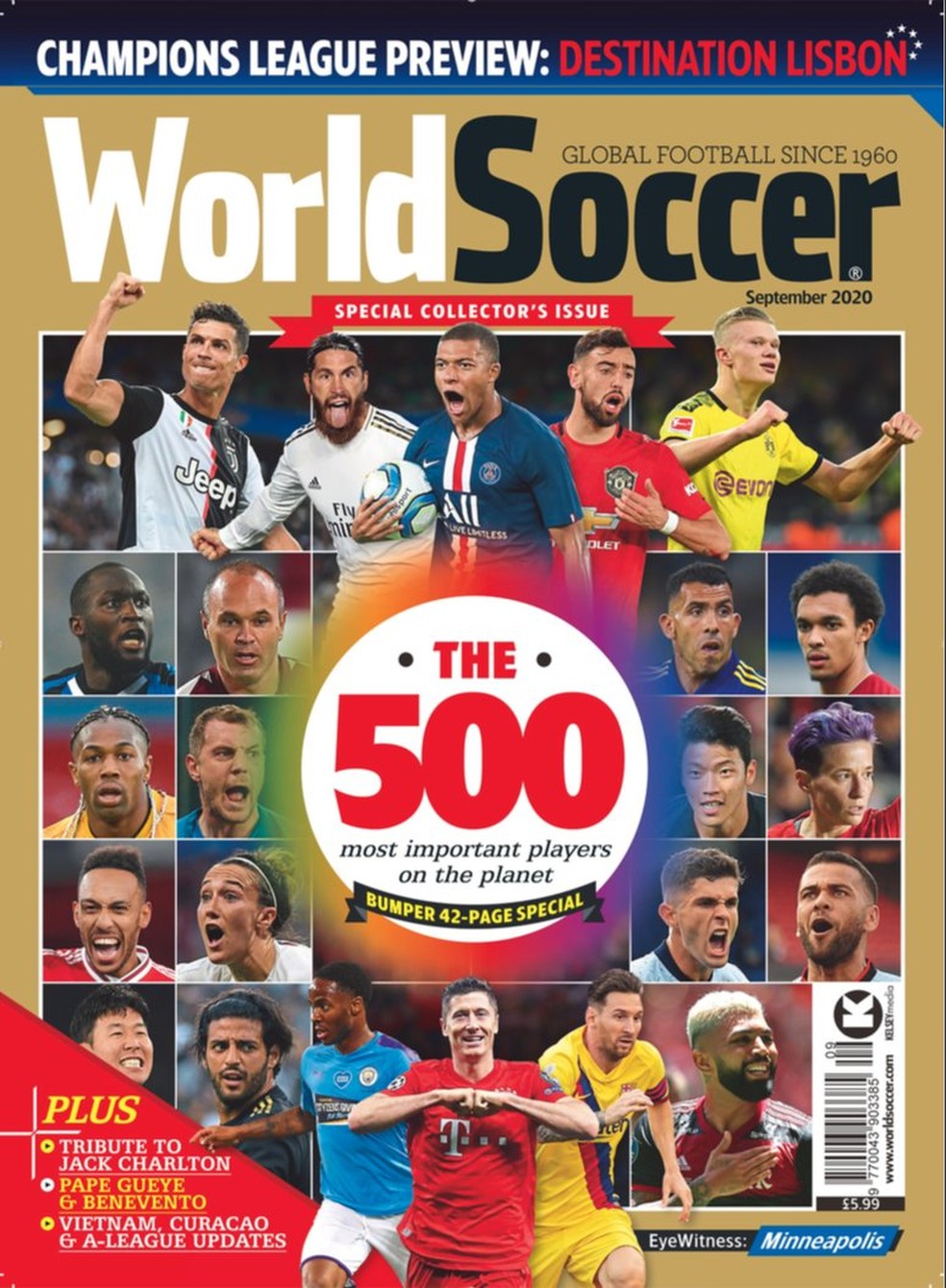 Capa da revista World Soccer com os 500 jogadores mais importantes do mundo — Foto: Reprodução