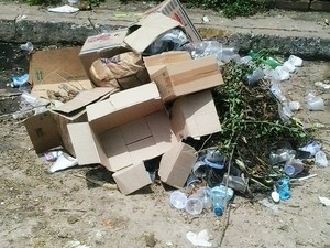 Lixo no Engenho Central de Pinadré-Mirim (Foto: Wanderson dos Santos Silva / Vc no G1)