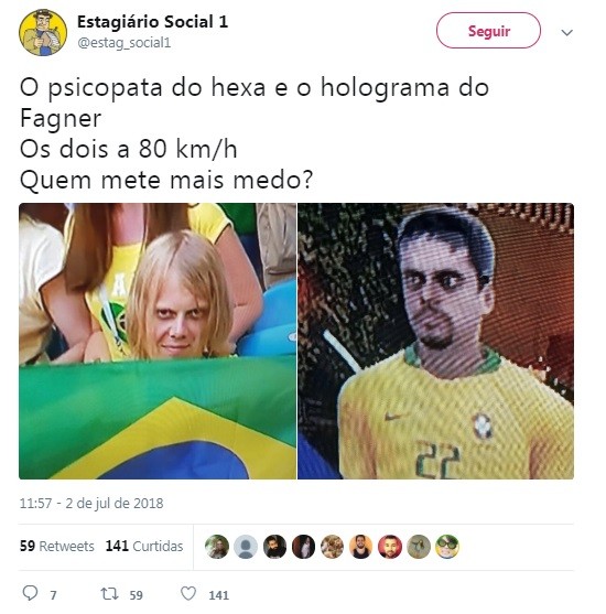 Internauta se diverte com meme do 'torcedor misterioso' (Foto: Reprodução / Twitter) Internauta se diverte com meme do 'torcedor misterioso' (Foto: Reprodução / Twitter)