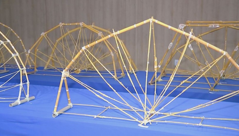 Pontes obedecem uma série de critérios para participar da competição Interpontes em Bauru — Foto: TV TEM / Reprodução 