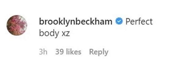 Comentário de Brooklyn Beckham (Foto: Reprodução/Instagram)
