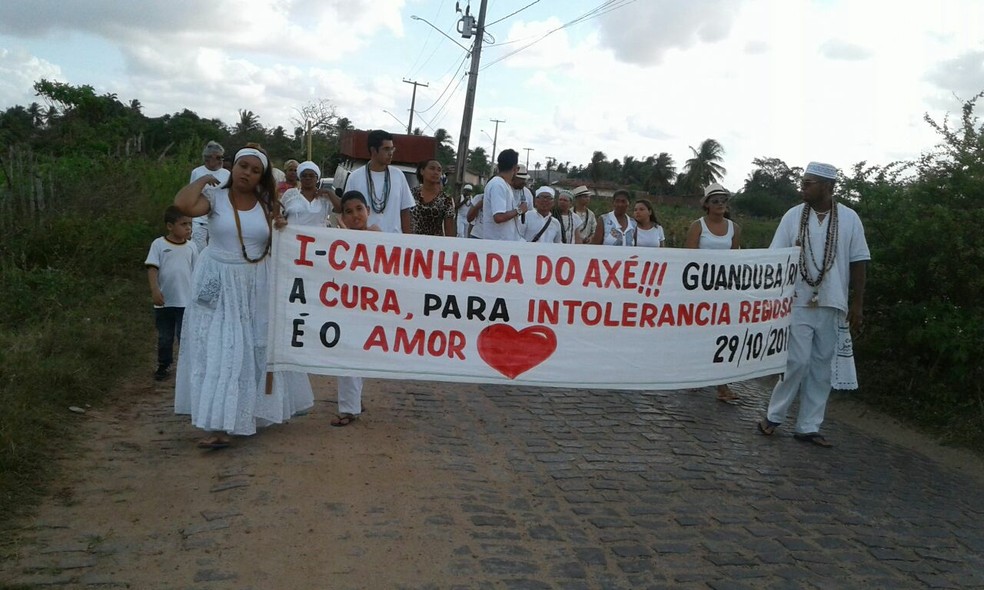 Caminhada em favor da tolerância religiosa em São Gonçalo do Amarante  (Foto: Maria Karolyne Medeiros Siqueira)