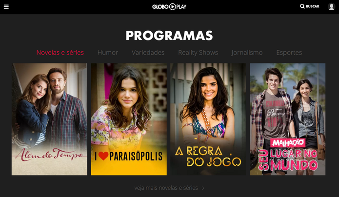 Globo Play conta com os principais programas da TV Globo (Foto: Reprodução/Globo Play)