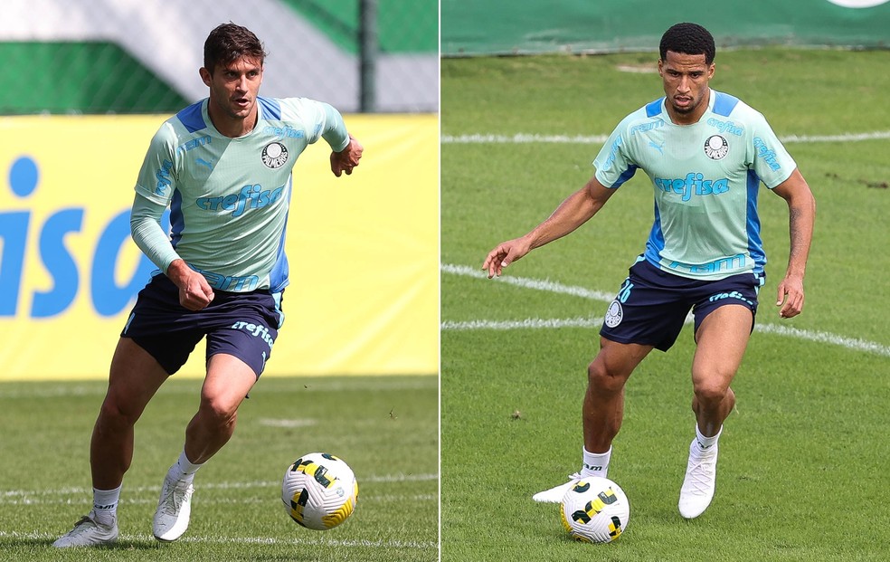 Kuscevic e Murilo devem ser titulares do Palmeiras contra o Juventude — Foto: Montagem em fotos de Cesar Greco