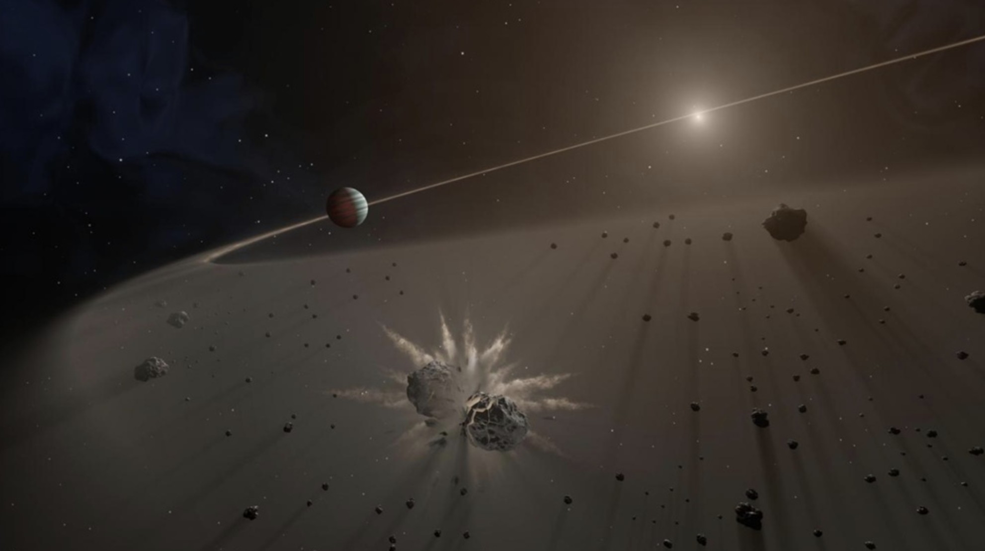Ilustração mostra um disco de detritos em torno de uma estrela anã branca (Foto: NASA/JPL-Caltech)
