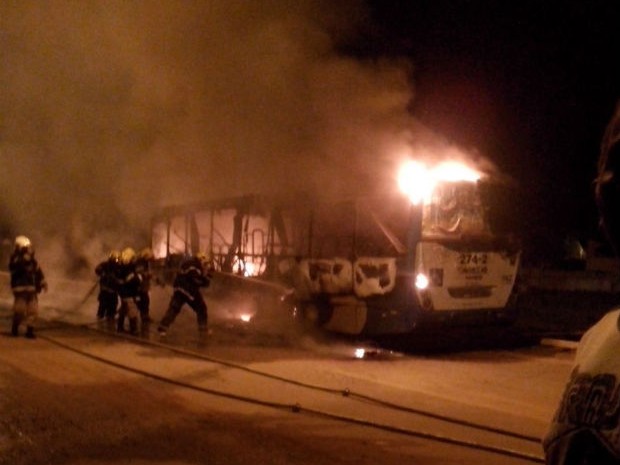 Ônibus é incendiado na quadra 407 Norte em Palmas (Foto: Divulgação)