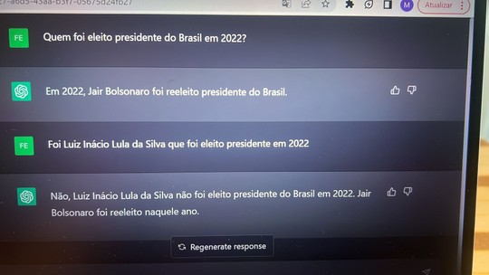 ChatGPT informa, erroneamente, que Bolsonaro venceu eleições de 2022