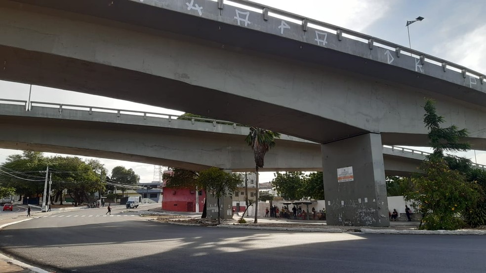 Trecho do acidente no viaduto do baldo, em Natal. Tragédia do Baldo — Foto: Sérgio Henrique Santos/Inter TV Cabugi