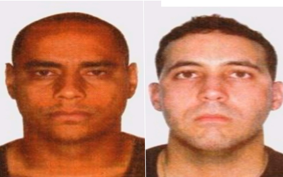 Policiais Bruno Bruno Rafael da Silva e Wilson Luiz Pereira de Brito Júnior acusados da morte de Chris Wallace — Foto: Reprodução/TV Anhanguera