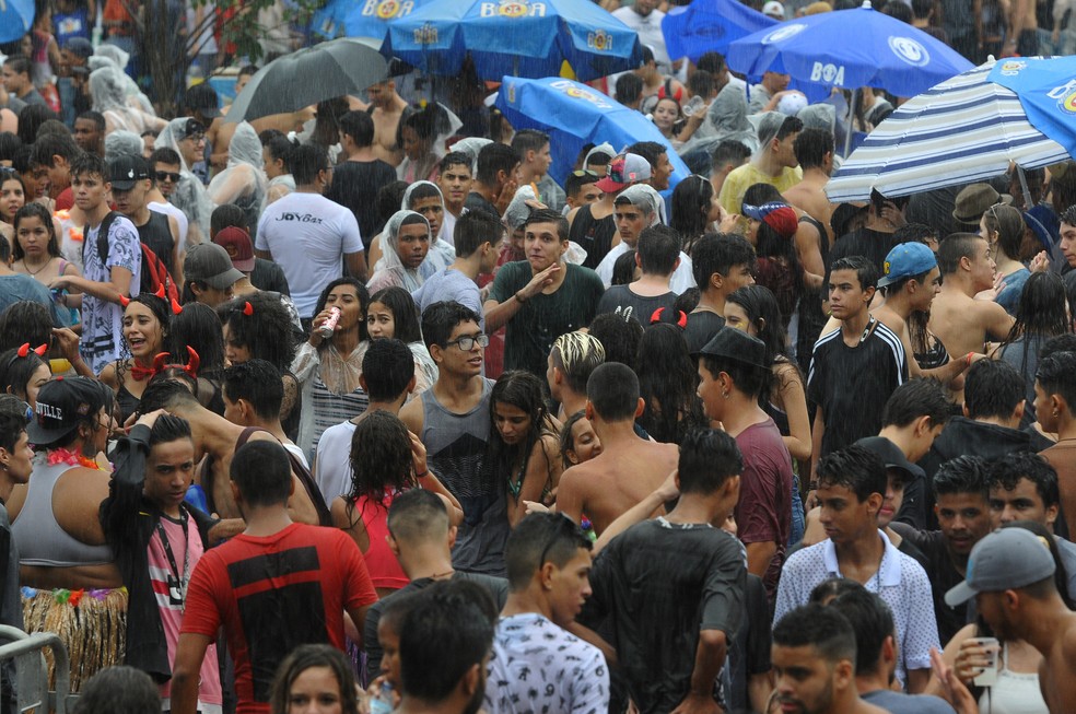 Foliões enfrentaram chuva para brincar nos blocos de carnaval do DF (imagem de arquivo) — Foto:  Renato Araújo/Agência Brasília