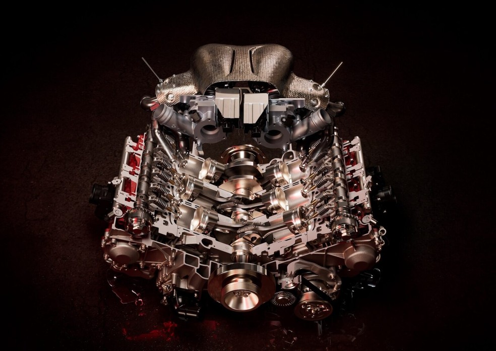Não há qualquer tipo de eletrificação no motor da Ferrari 296 GT3 — Foto: Divulgação 