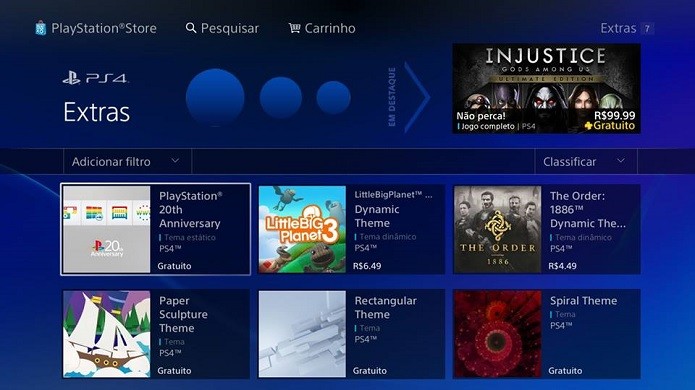 Na PS Store, acesse o menu Jogos e depois o menu Extras (Foto: Reprodução/Emanuel Schimidt)
