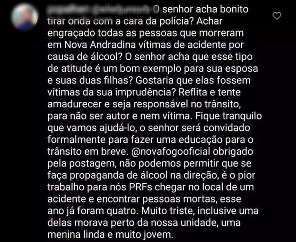 Policial rodoviário federal deu bronca em motorista  Foto: Redes sociais/ Reprodução