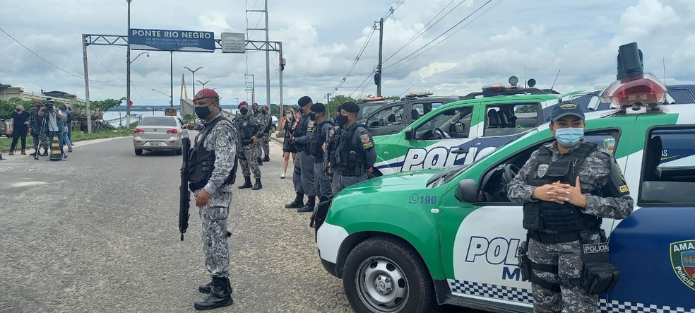 Tropas da Força Nacional de Segurança começam a atuar em Manaus — Foto: Paulo Paixão/Rede Amazônica