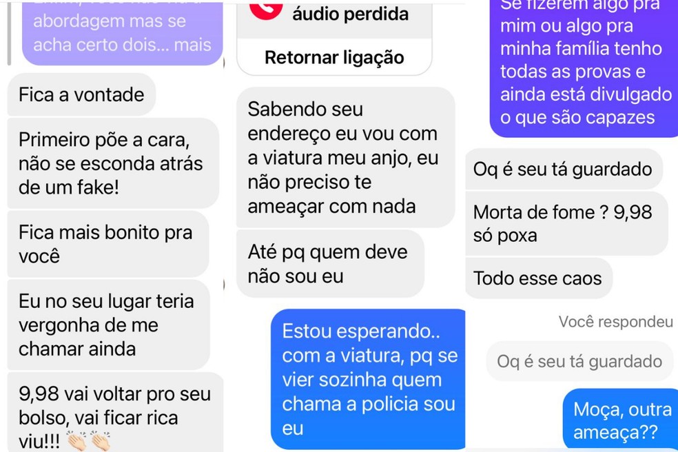 Prints da conversa entre a enfermeira e dona da hamburgueria — Foto: Arquivo Pessoal