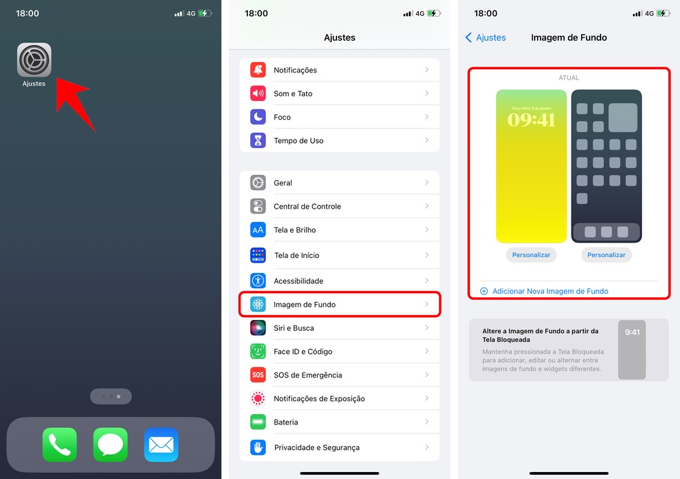 É possível customizar wallpaper no iPhone pelos ajustes do iOS 16 — Foto: Reprodução/Rodrigo Fernandes