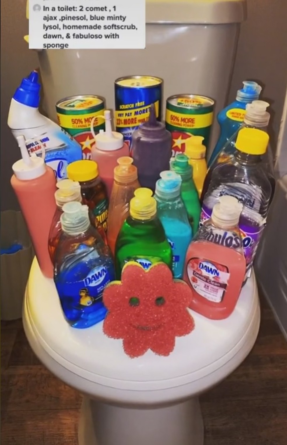 TikTokers gastam até 20 produtos de limpeza em vídeos de menos de um minuto na rede — Foto: Reprodução/TikTok