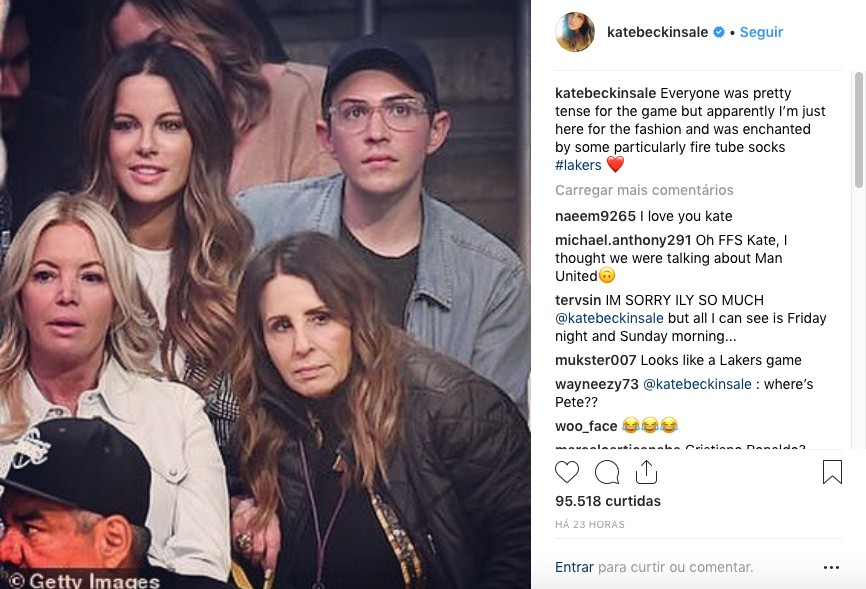 A foto de Kate Beckinsale que recebeu questionamentos se o namorado ao lado dela era filho dela (Foto: Instagram)