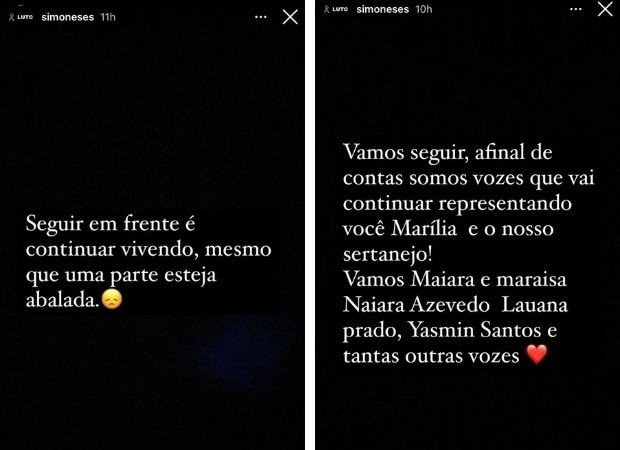 Simone faz reflexão após morte de Marília Mendonça (Foto: Reprodução/Instagram)