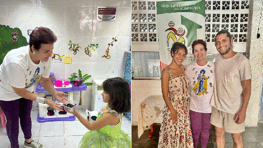 Yanna Lavigne e Bruno Gissoni levam Madalena à Casa de Apoio à Criança com Câncer para doar cabelo