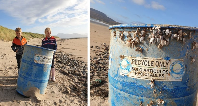 Lata de lixo de cidade na Carolina do Sul, nos EUA, aparece em praia na Irlanda