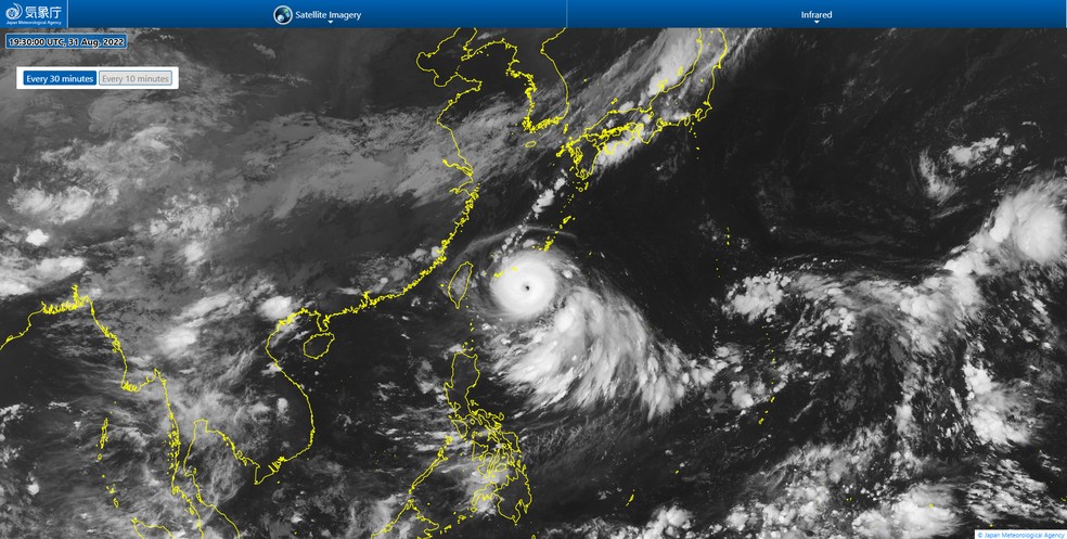 Ciclone Hinamnor  — Foto: Japan Meteorological Agency