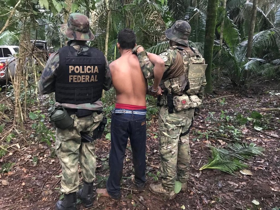 Um rapaz de 22 anos foi preso na ação da PF após invasões na TI do Uru-eu-wau-wau. — Foto: PF/Divulgação