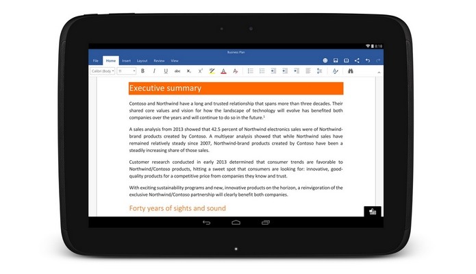 Microsoft libera versão final do Word, Excel e PowerPoint para tablets Android. (Foto: Divulgação)