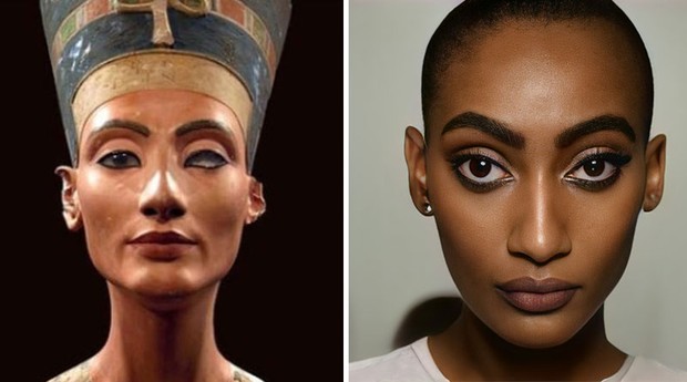 Nefertiti, rainha do Egito Antigo, recriada com IA pelo designer Hidreley Dião (Foto: Reprodução/Bored Panda)