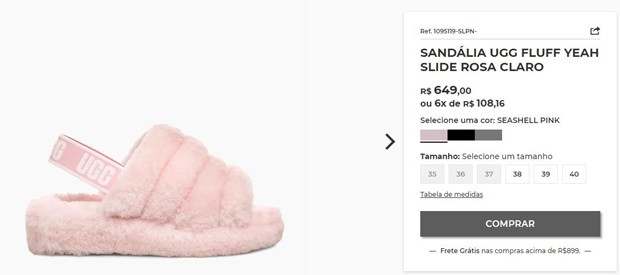Sandálias Ugg Fluffy: R$ 649 reais (Foto: Reprodução / Site Oficial Ugg)
