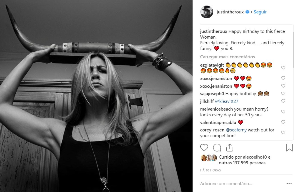 Mensagem de Justin Theroux para a ex Jennifer Aniston (Foto: Instagram)