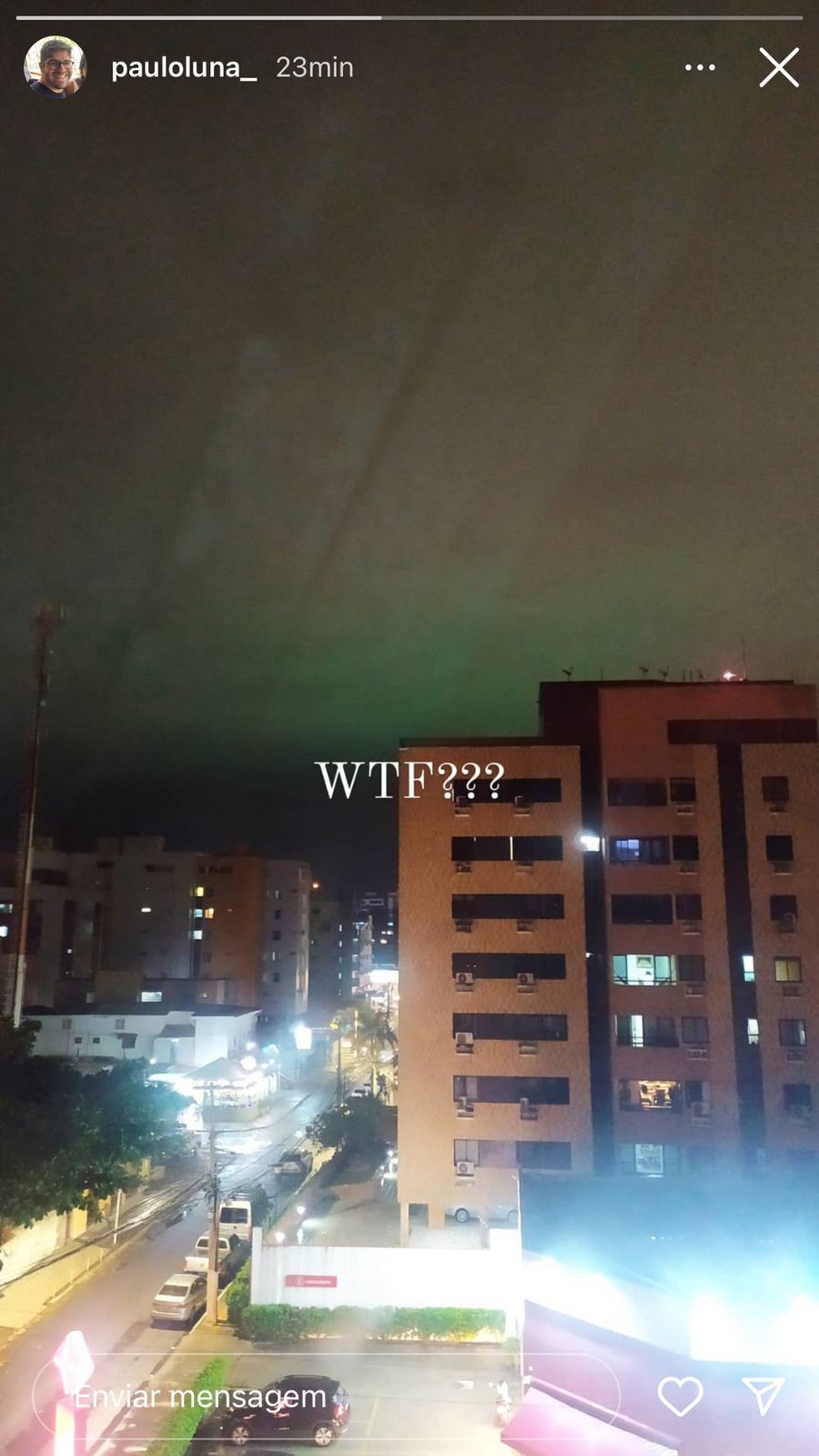 Internautas registram céu verde em Maceió — Foto: Reprodução/Instagram