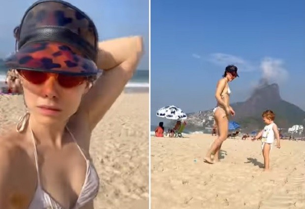 Letícia Colin curte dia com filho, Uri, em praia (Foto: Reprodução/Instagram)