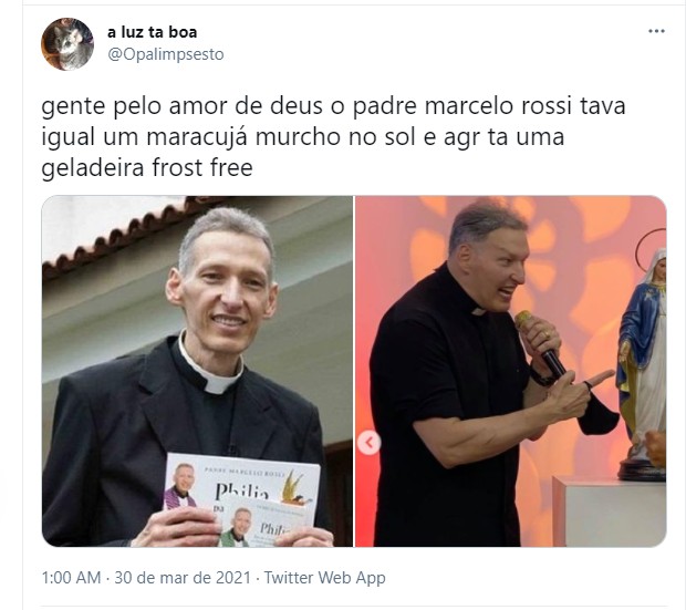 Internauta comenta físico de padre Marcelo Rossi (Foto: Reprodução Twitter)
