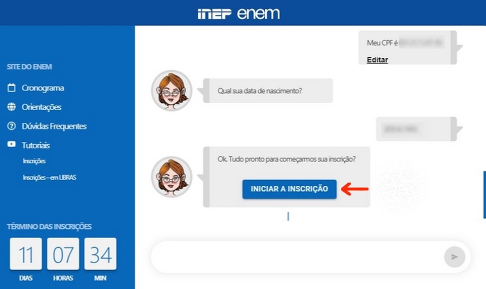 Conclusão da verificação prévia para ativar inscrição no Enem 2023 — Foto: Reprodução/Raquel Freire