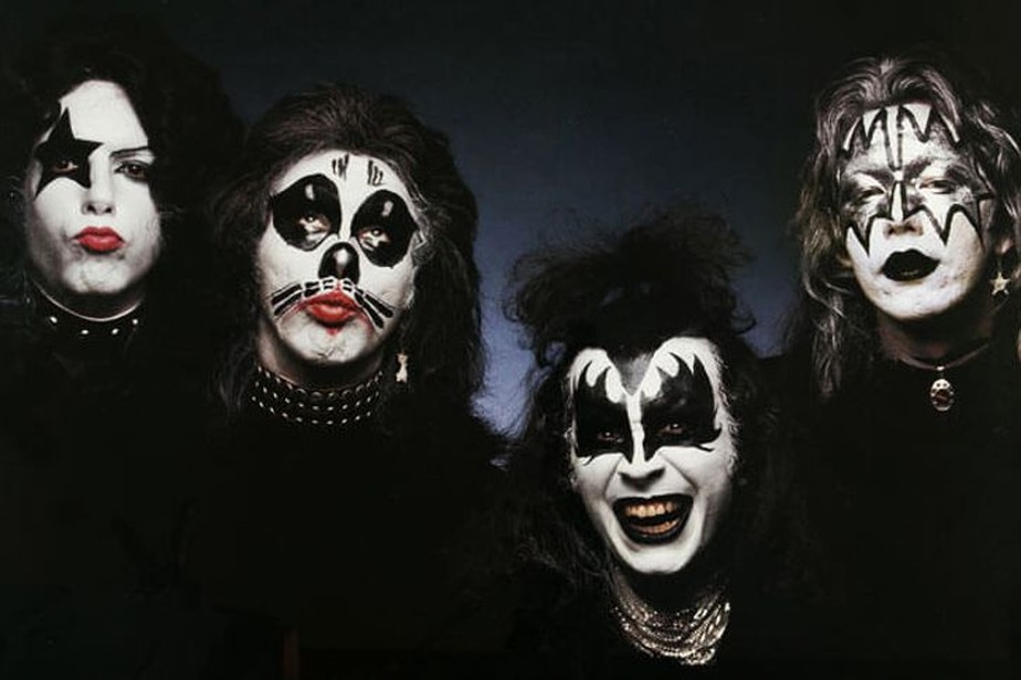 Kiss durante ensaio para o Alive!, primeiro álbum ao vivo da banda, lançado em 1975